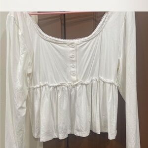 XL long sleeved white babydoll top